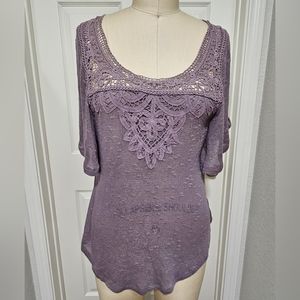 Deletta crochet knit top, purple, small